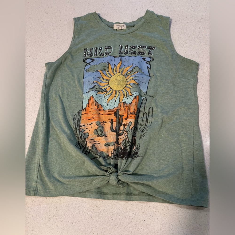 Kids Wild West Graphic Tank Top - Green